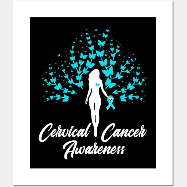 Cancer Awareness Cervical Warrior Survivor Wall Art by ZNOVANNA